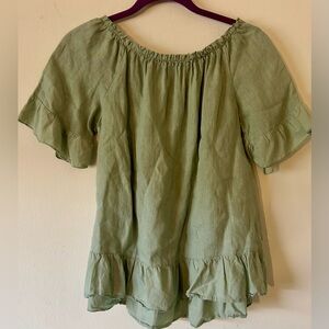 Elegant Sage Green Ruffle Blouse